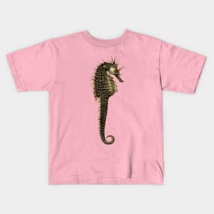 BLACK WHITE SEAHORSE IN PINK LILAC Sea Life Drawing Kids T-Shirt